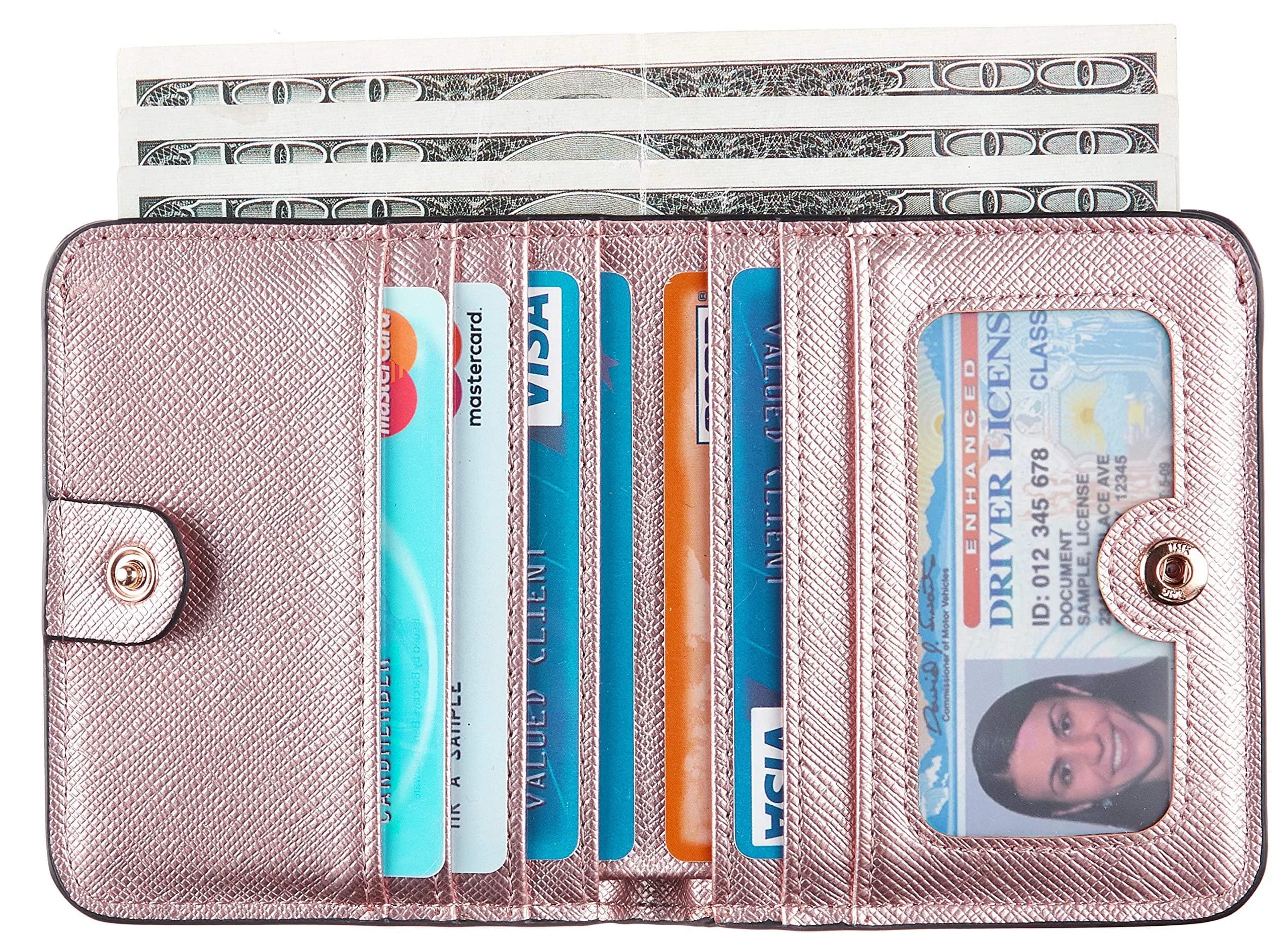 Toughergun Women's Slim Leather Wallet - SL Rose Gold, RFID Blocking, Compact Bifold Mini Purse - view 2