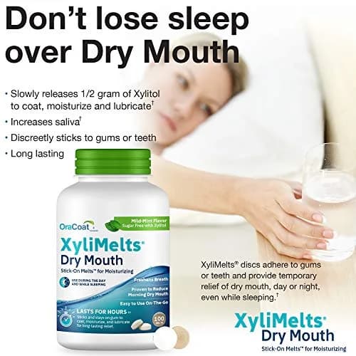 Oracoat XyliMelts Dry Mouth Relief Discs Mild Mint 100 Count | Medication for Dry Mouth Symptoms thumbnail 4
