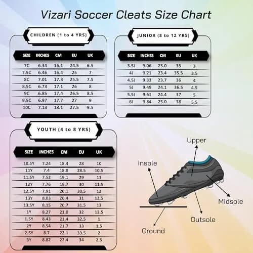 Vizari Blossom Soccer Cleats for Girls, Boys, Toddler | Youth Firm Ground FG Athletic Outdoor Football Shoes for Little/Big Kid Blue/Pink thumbnail 6