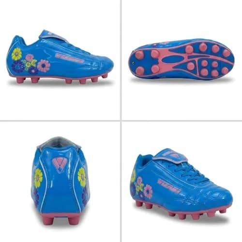 Vizari Blossom Soccer Cleats for Girls, Boys, Toddler | Youth Firm Ground FG Athletic Outdoor Football Shoes for Little/Big Kid Blue/Pink thumbnail 8