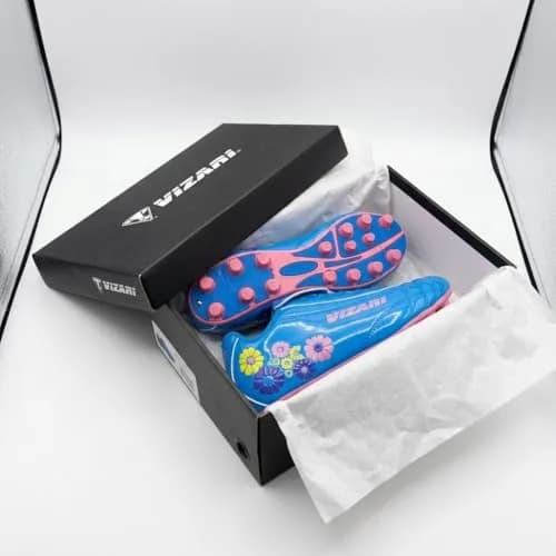Vizari Blossom Soccer Cleats for Girls, Boys, Toddler | Youth Firm Ground FG Athletic Outdoor Football Shoes for Little/Big Kid Blue/Pink thumbnail 9