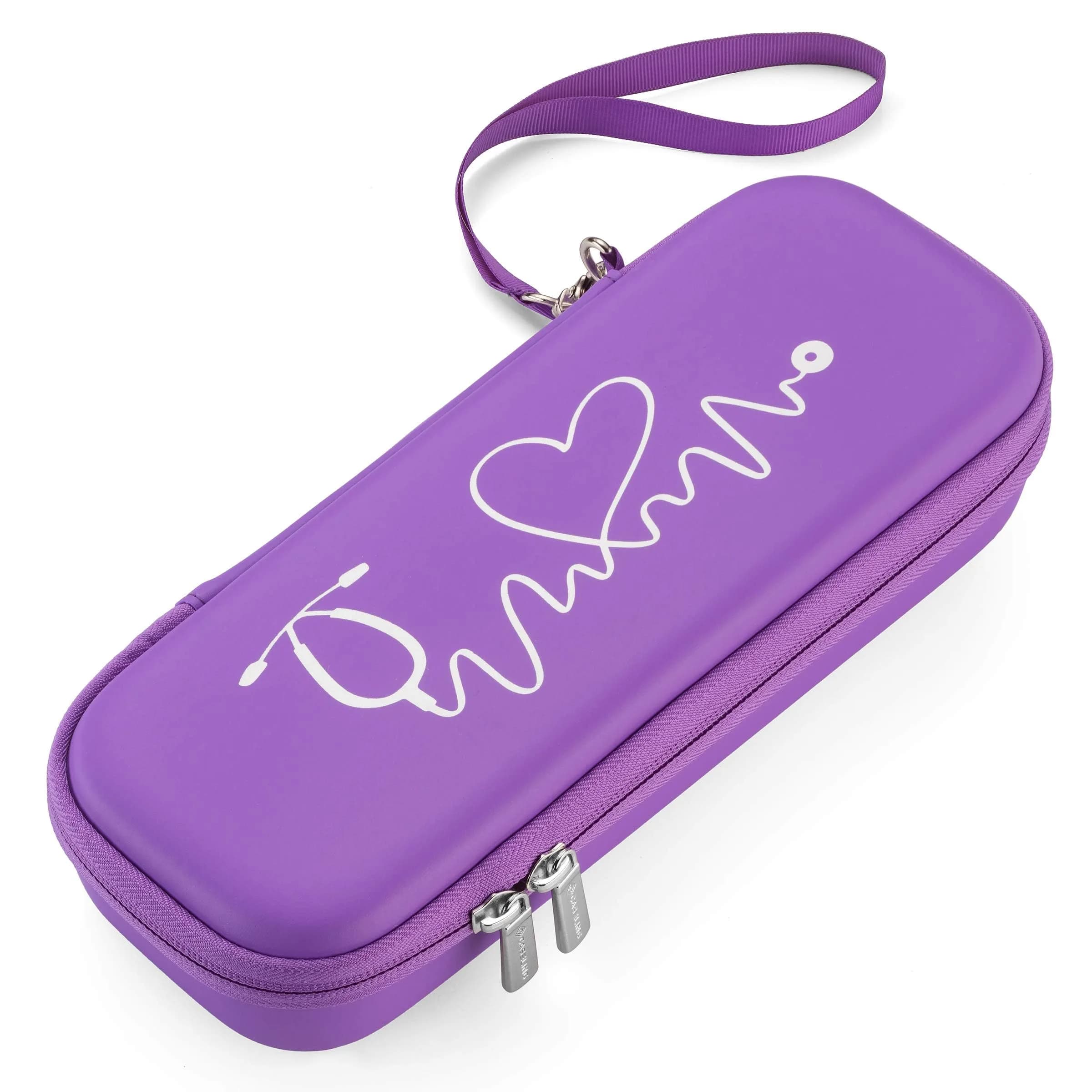caseling Purple Pu Leather Stethoscope Case with ID Slot & Pockets | Fits 3M Littmann & MDF | Hard EVA Holder for Nurses - view 2