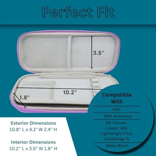 Caseling Hard Stethoscope Case Purple | Fits Littmann Classic III, Cardiology IV, MDF Acoustica, Nurse Accessories thumbnail 3