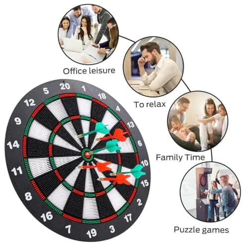 Theefun Safety Dart Board Set 16 Inch Rubber Dartboard with 6 Soft Tip Darts | Safe, Full-Sized, Indoor/Outdoor Fun thumbnail 6