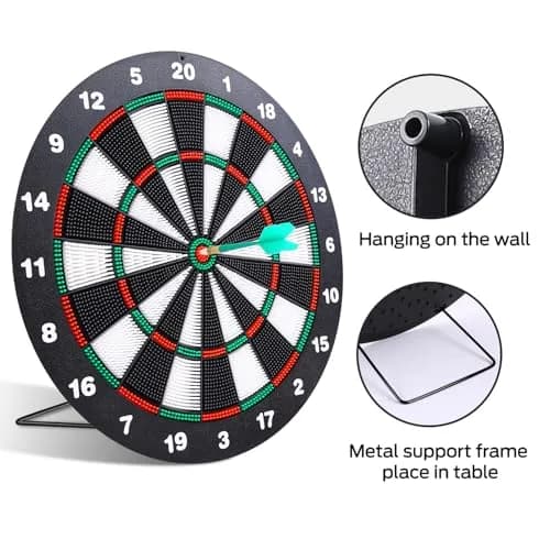 Theefun Safety Dart Board Set 16 Inch Rubber Dartboard with 6 Soft Tip Darts | Safe, Full-Sized, Indoor/Outdoor Fun thumbnail 2