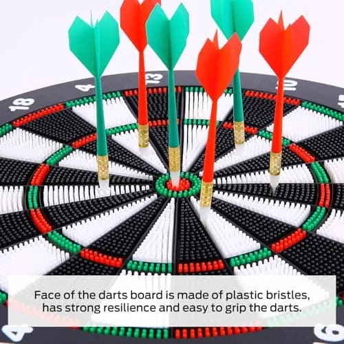 Theefun Safety Dart Board Set 16 Inch Rubber Dartboard with 6 Soft Tip Darts | Safe, Full-Sized, Indoor/Outdoor Fun thumbnail 3