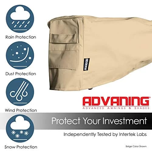 ADVANING All-Weather Protective Cover for 8' Wide Retractable Awnings | Beige, Waterproof & UV Resistant thumbnail 2