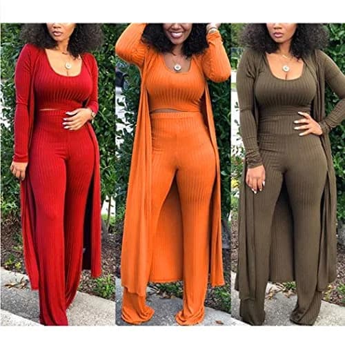 HANMAX Women's Tracksuit Set in Orange | Long Sleeve Blazer & Wide Leg Pants for Winter thumbnail 3