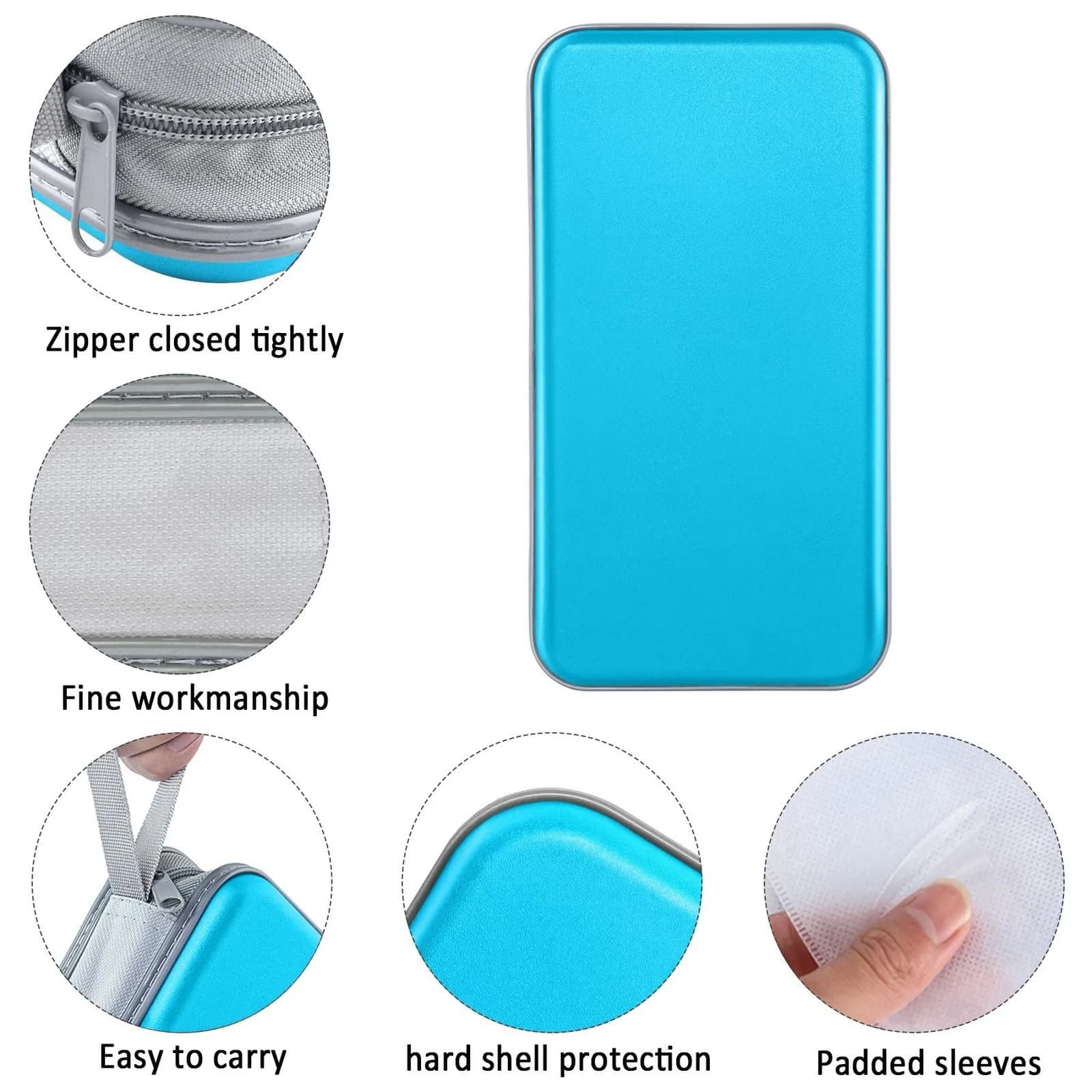Siveit Sky Blue 80 Capacity CD Case Holder - Hard Plastic DVD Wallet with Zipper - view 2