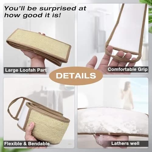 METLUCK 50 Inch Extra Long Natural Exfoliating Loofah Back Scrubber for Shower | Deep Clean & Invigorate Your Skin thumbnail 2