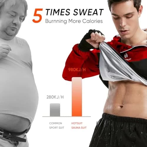 HOTSUIT Sauna Suit for Men & Women Sweat Suit Jacket Pant Gym Workout Red 5XL thumbnail 7