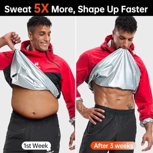 HOTSUIT Sauna Suit for Men & Women Sweat Suit Jacket Pant Gym Workout Red 5XL thumbnail 3