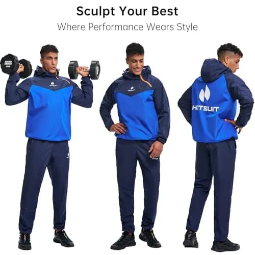 HOTSUIT Sauna Suit for Men Jacket & Pant Set 5XL Navy | Sweat-Inducing Workout Gear thumbnail 2