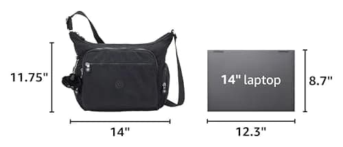Kipling Women's Gabbie Crossbody Bag Black Noir 35.56cm (14"L) x 29.85cm (11.75"H) x 18.42cm (7.25"D) | Lightweight Everyday Purse with 7 Pockets thumbnail 3