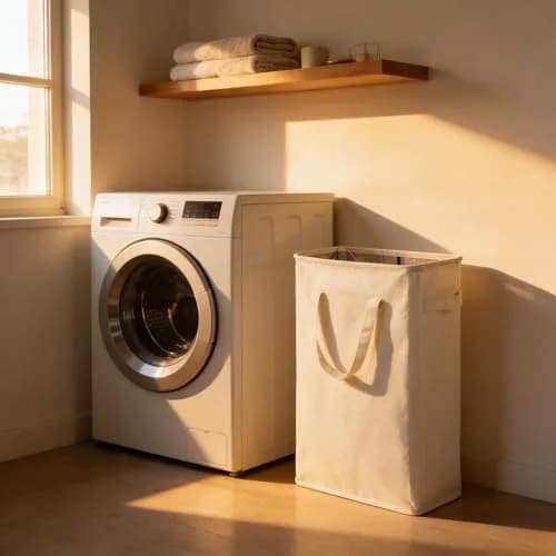ZERO JET LAG Narrow Laundry Hamper 21" | Space-Saving Foldable Beige Laundry Basket thumbnail 5