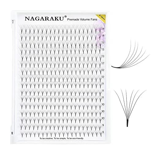 NAGARAKU Premade Volume Fans 6D 0.07 C 15mm 320 Fans Matte Black | Professional Salon Lash Extensions thumbnail 1