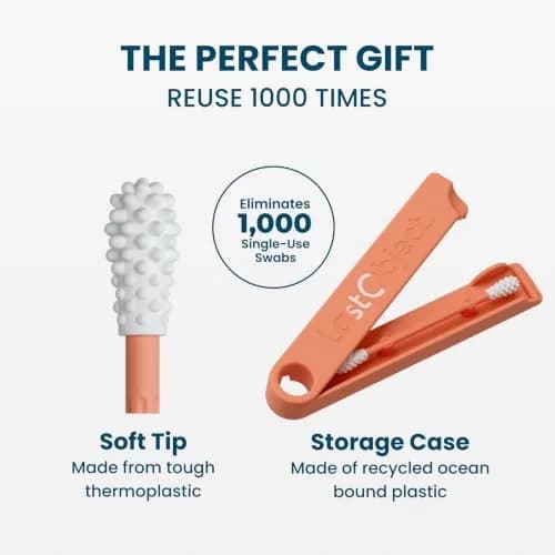 LastSwab Reusable Cotton Swabs & Q-Tips - Peach | Eco-Friendly Silicone Ear Cleaner thumbnail 4