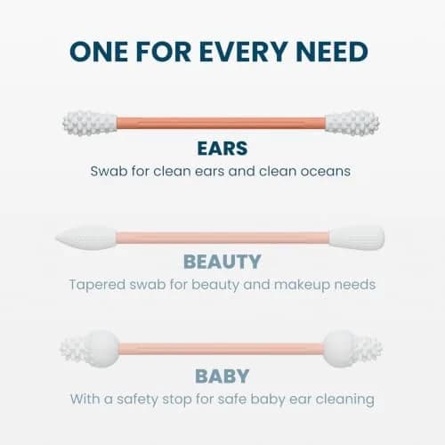 LastSwab Reusable Cotton Swabs & Q-Tips - Peach | Eco-Friendly Silicone Ear Cleaner thumbnail 5