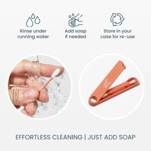 LastSwab Reusable Cotton Swabs & Q-Tips - Peach | Eco-Friendly Silicone Ear Cleaner thumbnail 2