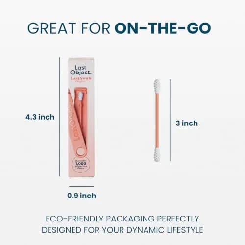 LastSwab Reusable Cotton Swabs & Q-Tips - Peach | Eco-Friendly Silicone Ear Cleaner thumbnail 3