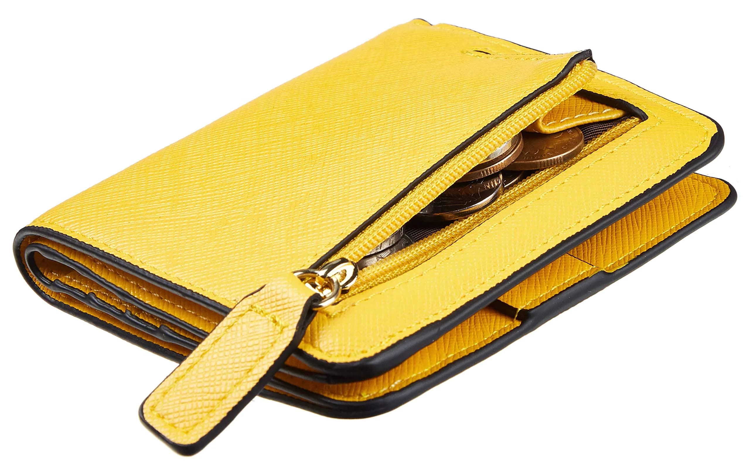 Toughergun Women's SL Yellow Slim Leather Wallet with RFID Protection, Compact Bifold Mini Purse - main product image