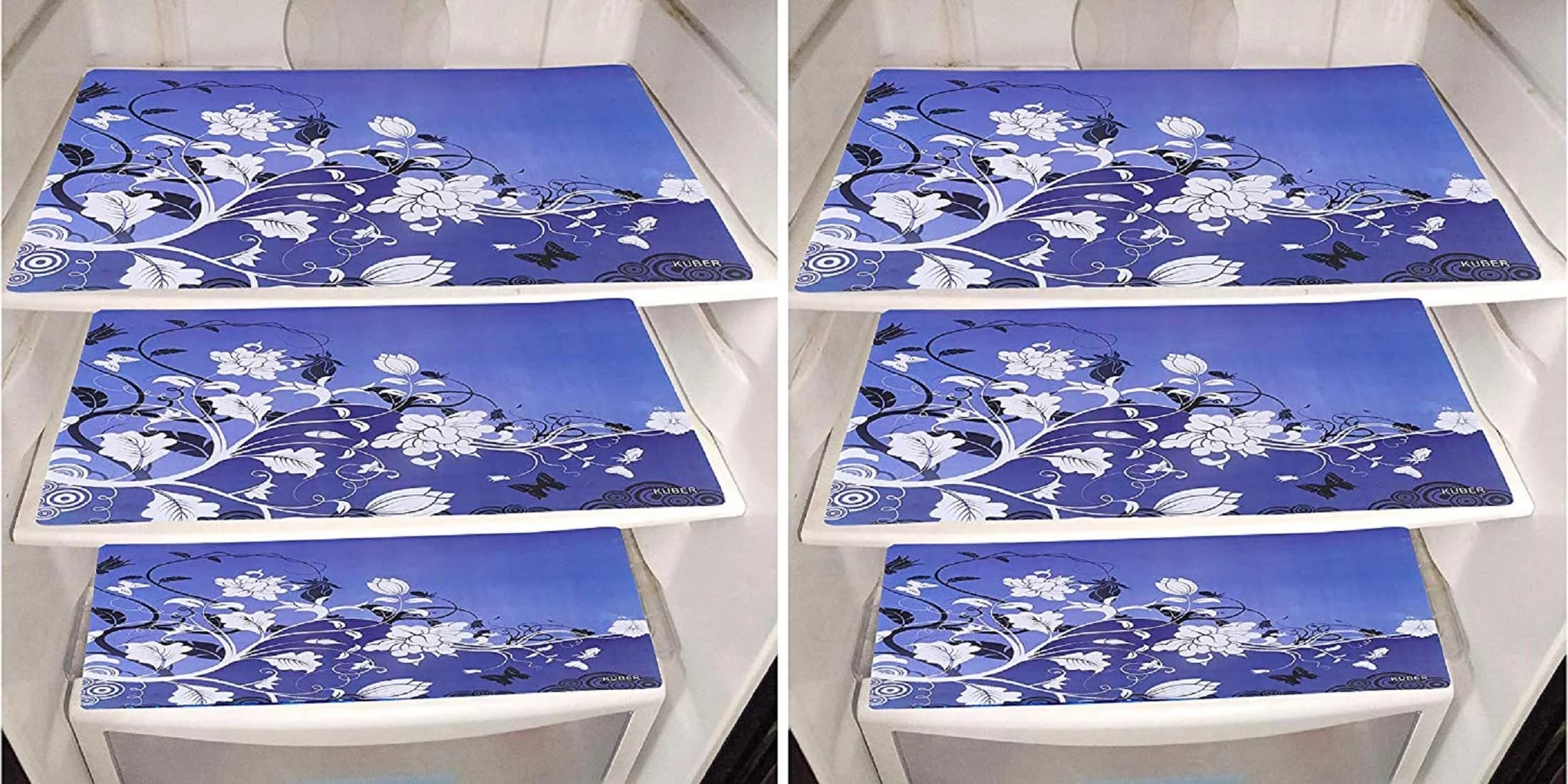 Kuber Industries PVC Refrigerator Drawer Mats 46cm x 31cm (Set of 6, Blue) | Protects Fridge Drawers from Scratches & Dirt - main product image