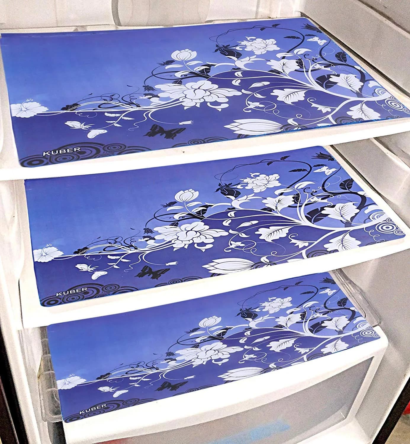 Kuber Industries PVC Refrigerator Drawer Mats 46cm x 31cm (Set of 6, Blue) | Protects Fridge Drawers from Scratches & Dirt - view 5