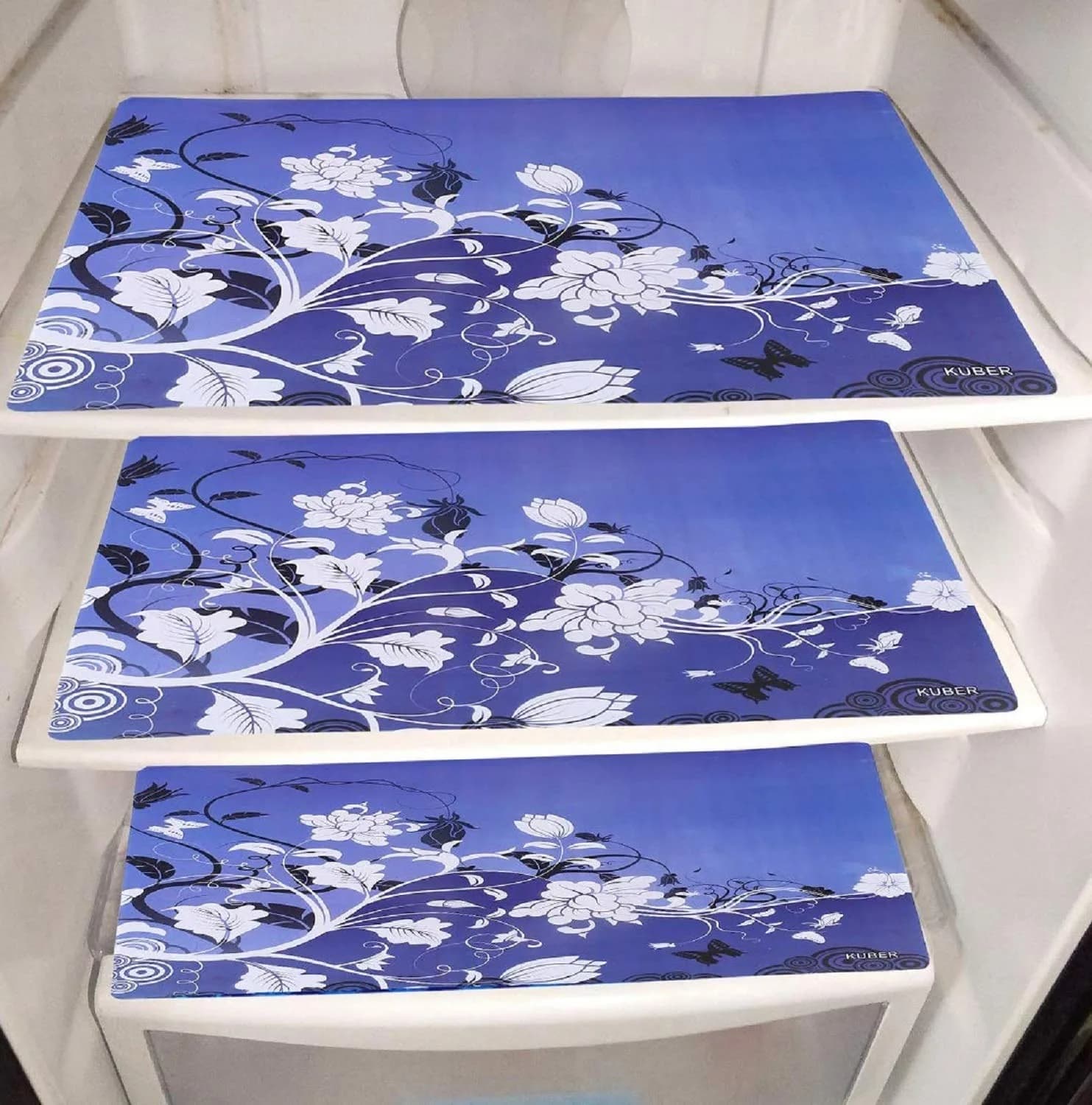 Kuber Industries PVC Refrigerator Drawer Mats 46cm x 31cm (Set of 6, Blue) | Protects Fridge Drawers from Scratches & Dirt - view 2