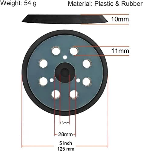 M-jump 5 Inch 125mm Hook and Loop Sanding Pad with 8 Dust Holes | Replacement for Makita Orbital Sanders thumbnail 2