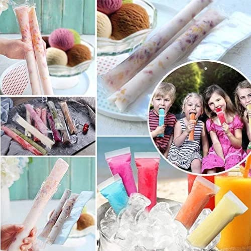 FEBSNOW 200Pcs Ice Pop Mold Bags with Funnel, 27.94cm (11") x 5.08cm (2") | BPA Free Reusable Zip Seals thumbnail 2