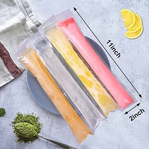 FEBSNOW 200Pcs Ice Pop Mold Bags with Funnel, 27.94cm (11") x 5.08cm (2") | BPA Free Reusable Zip Seals thumbnail 3