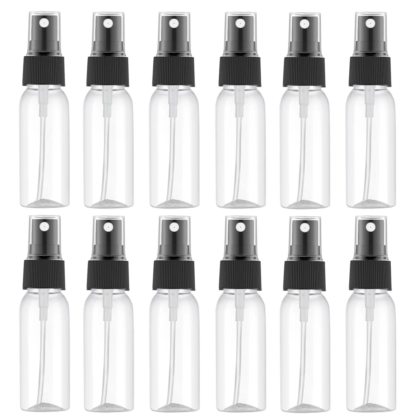 Lil Ray Blue 1 Oz (30ml) Plastic Fine Mist Spray Bottles (12-Pack) | TSA Approved Travel Size Containers — Clear