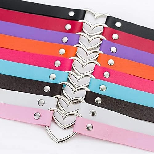 ETHOON Dual Color Love Heart PU Leather Choker Necklace 15.7 cm (6.18 in) | Adjustable Snap Closure thumbnail 3
