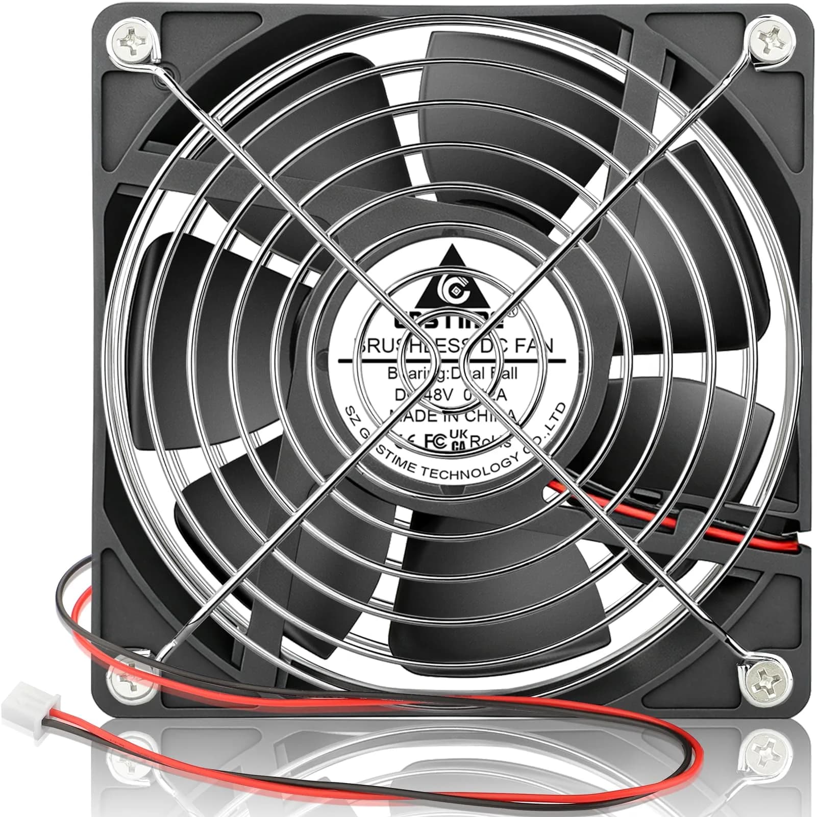 GDSTIME 120mm 48V DC Cooling Fan 12cm x 2.5cm (4.72x0.98 inches) | Dual Ball Bearing for Servers & Electronics — 120x25mm