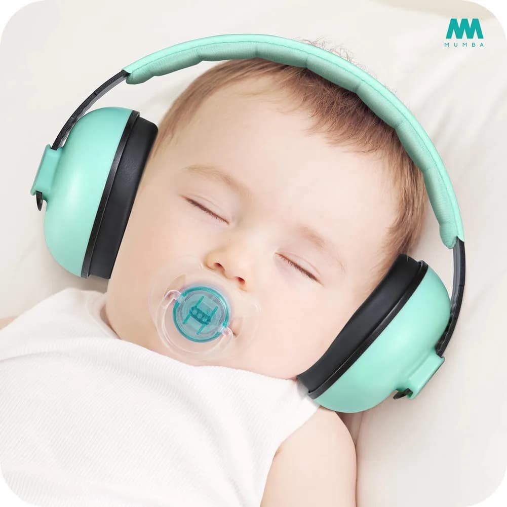 Mumba Baby Earmuffs Pink for Babies and Toddlers Ages 3-24+ Months | Noise Cancelling Headphones with 31dB NRR — Aqua thumbnail 2