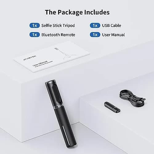 ATUMTEK Selfie Stick Tripod 80cm (31.3") with Bluetooth Remote | Integrated Aluminum Design for iPhone & Samsung thumbnail 9