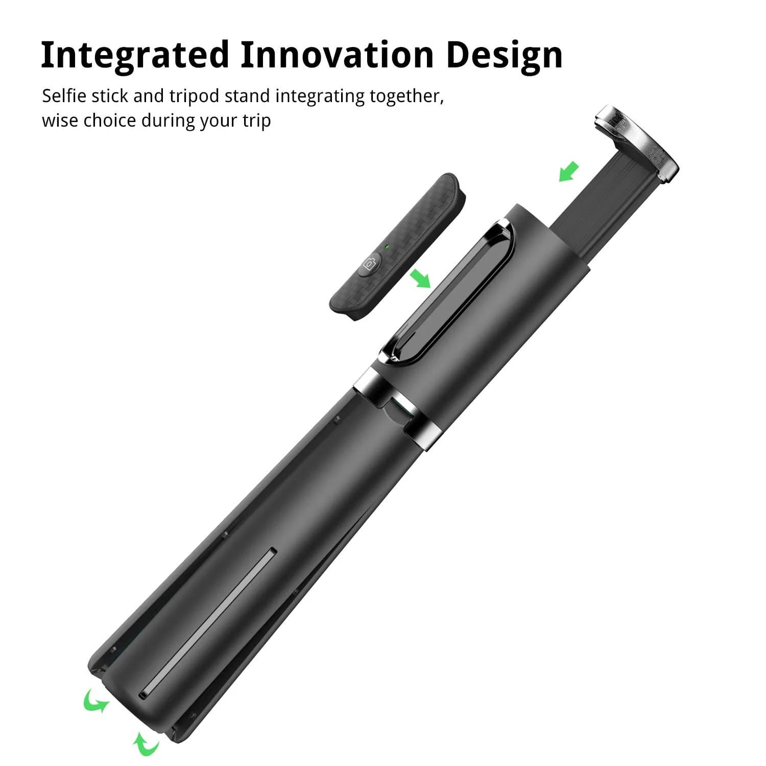 ATUMTEK Black Selfie Stick Tripod with Bluetooth Remote, Extendable Aluminum Phone Holder - view 2