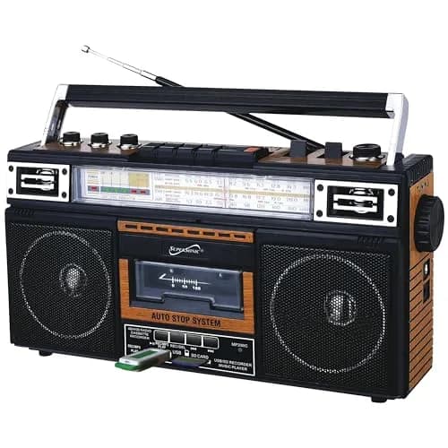 Supersonic SC-3201BT Retro Boombox with Bluetooth, Cassette Player & Radio | 4-Band AM/FM/SW, USB/SD MP3 Playback, 3-Band EQ thumbnail 1