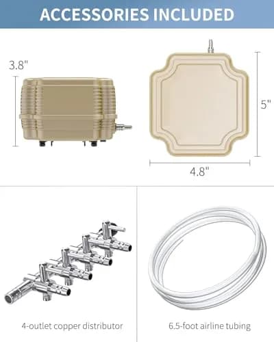 Pawfly Aquarium Air Pump 254 GPH | Ultra Quiet, Adjustable, 4 Ports for Fish Tanks & Ponds thumbnail 6