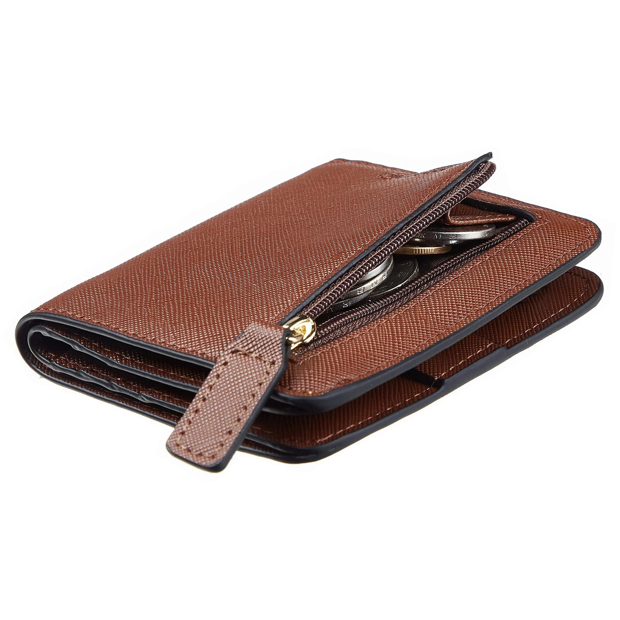 Toughergun Women's Slim Leather Wallet in CH Deep Brown - RFID Protected Compact Bifold Mini Purse — CH Deep Brown