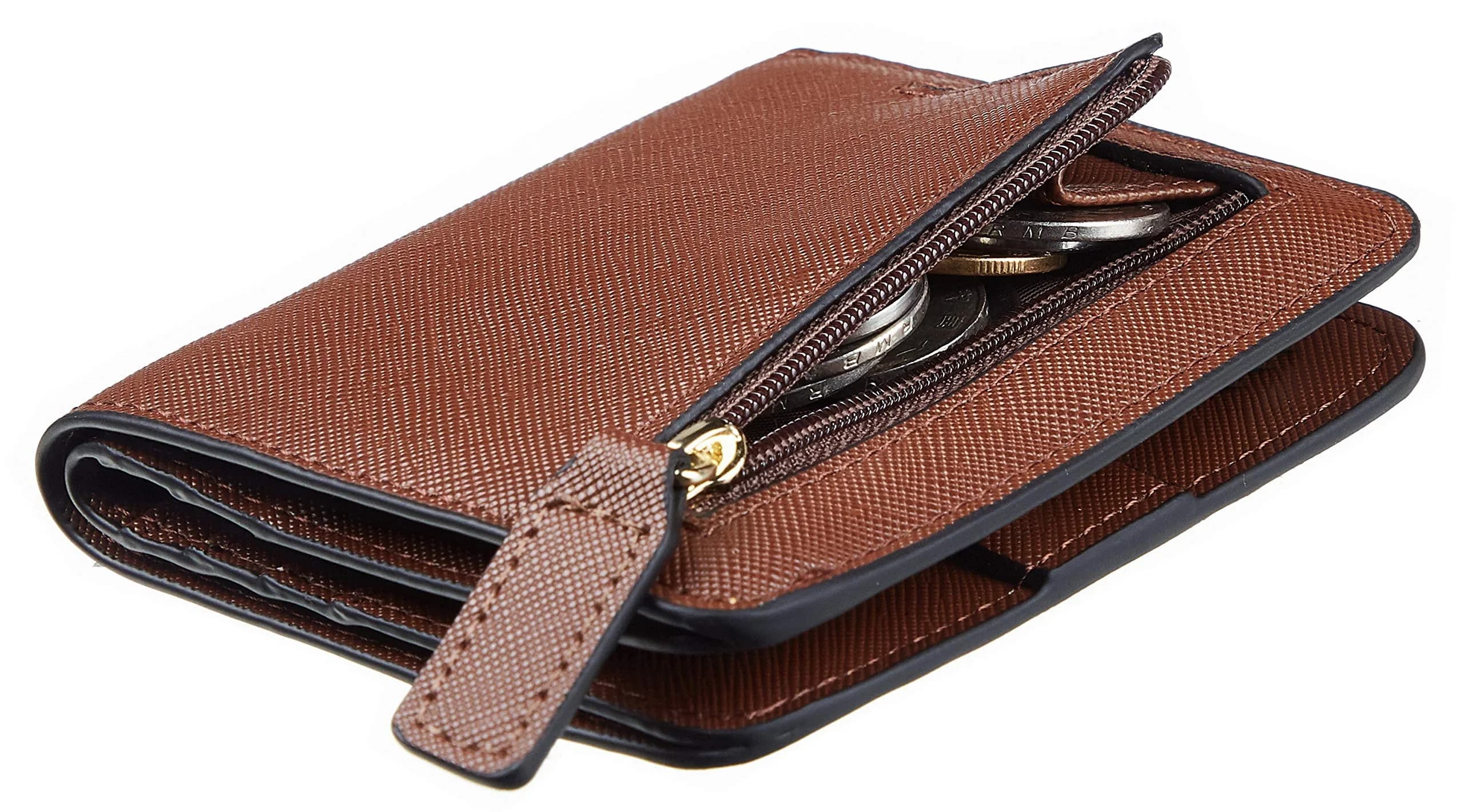 Toughergun Women's Slim Leather Wallet in CH Deep Brown - RFID Protected Compact Bifold Mini Purse - main product image