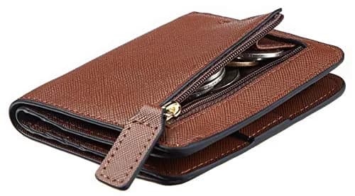 Toughergun Women's Slim Leather Wallet in CH Deep Brown - RFID Protected Compact Bifold Mini Purse thumbnail 1