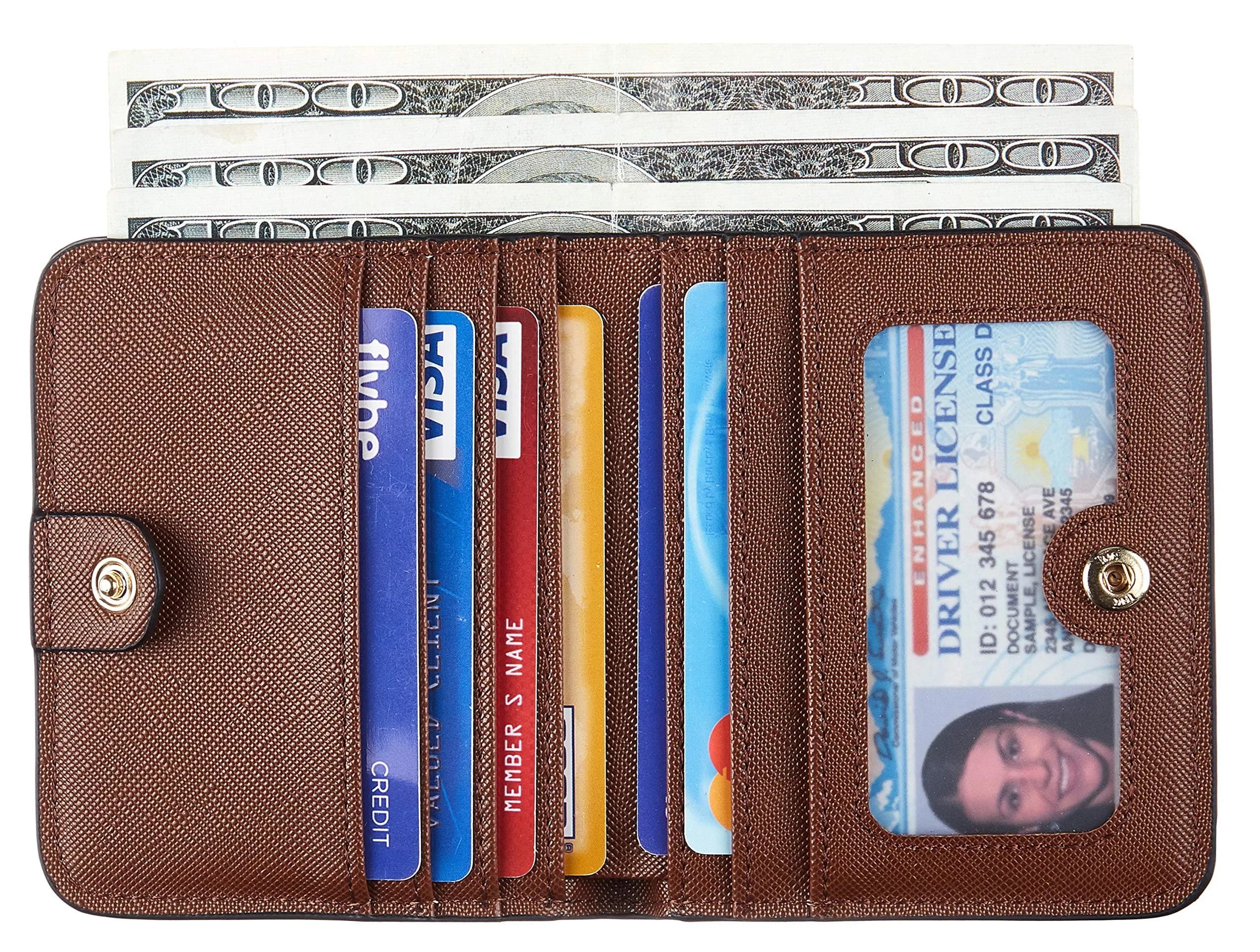 Toughergun Women's Slim Leather Wallet in CH Deep Brown - RFID Protected Compact Bifold Mini Purse - view 2