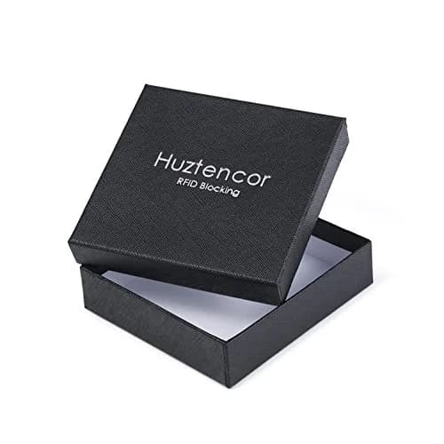 Huztencor RFID Blocking Zipper Wallet for Men, Carbon Fiber Blue, 11.5cm (4.5") | Genuine Leather Bifold Card Holder Purse thumbnail 7