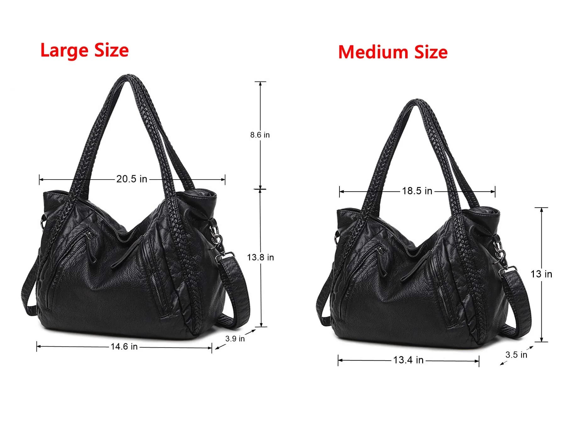Mn&Sue Vegan Leather Hobo Bag for Women, Medium | Slouchy Shoulder Handbag with Braided Handle - view 5