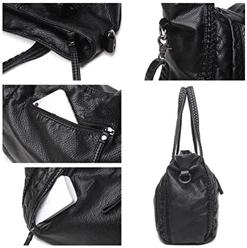 Mn&Sue Vegan Leather Hobo Bag for Women, Medium | Slouchy Shoulder Handbag with Braided Handle thumbnail 6