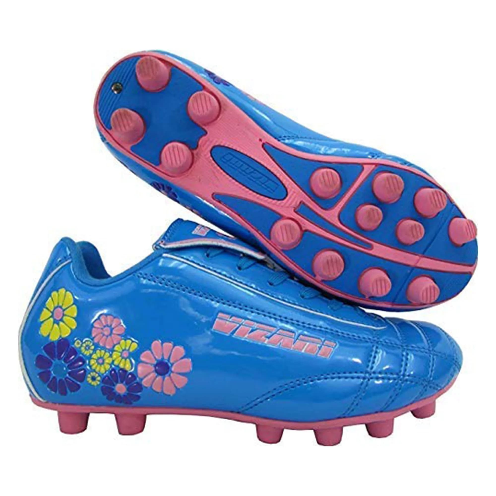 Vizari Blossom Soccer Cleats for Girls, Boys, Toddler | Youth Firm Ground FG Athletic Outdoor Football Shoes for Little/Big Kid Blue/Pink