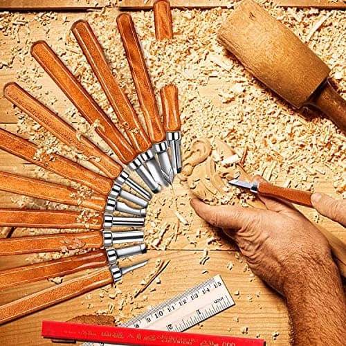 AUGSUN Wood Carving Knife Set 20 PCS | Carbon Steel Blades & Ergonomic Wooden Handles thumbnail 2