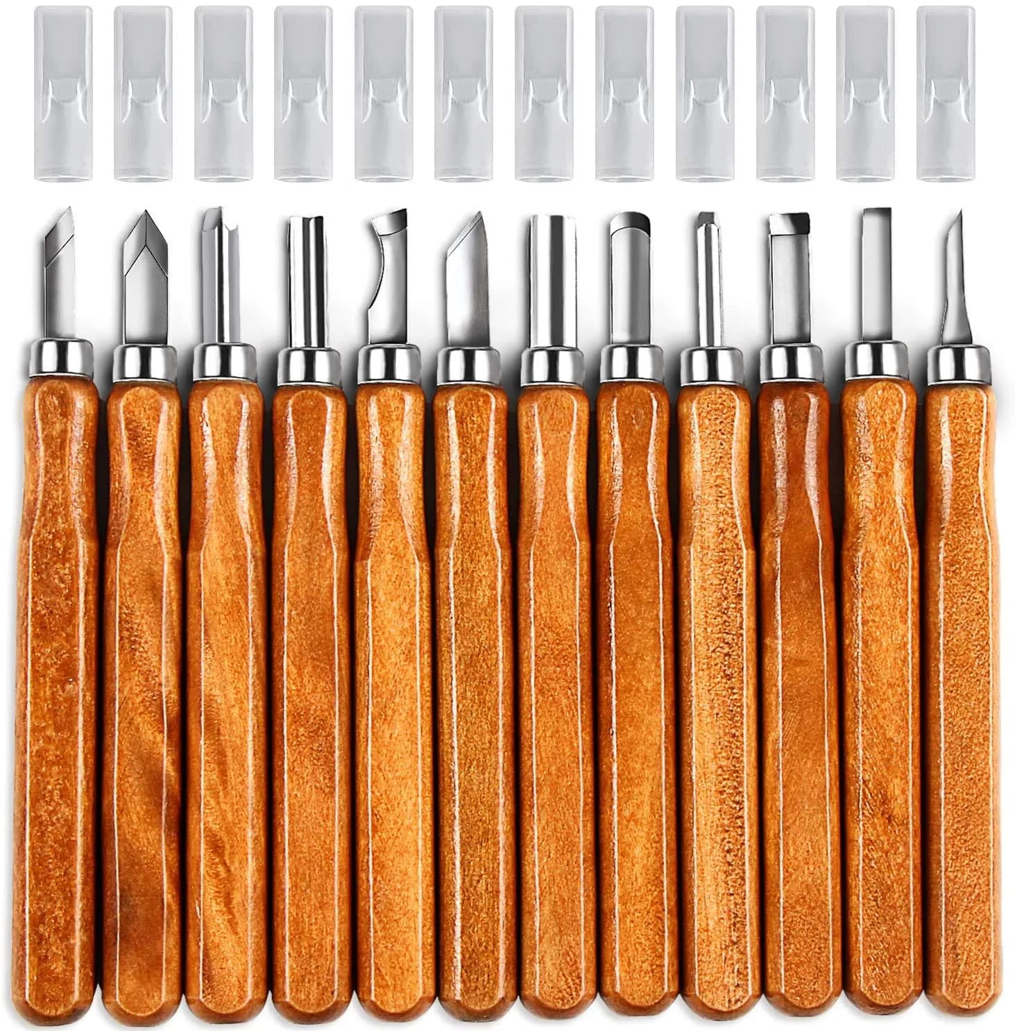 AUGSUN Wood Carving Knife Set 20 PCS | Carbon Steel Blades & Ergonomic Wooden Handles - view 4