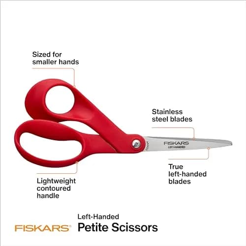 Fiskars Petite Left-Handed All-Purpose Scissors 7 Inch (17.78 cm) | Precision Stainless Steel Blades for Fabric & Crafts thumbnail 2